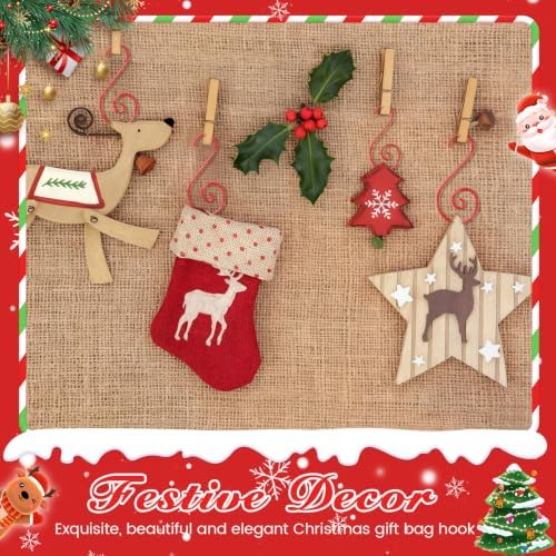 Teenyyou 200 Pcs Christmas Ornament Hooks Metal Hook,Red - Image 4