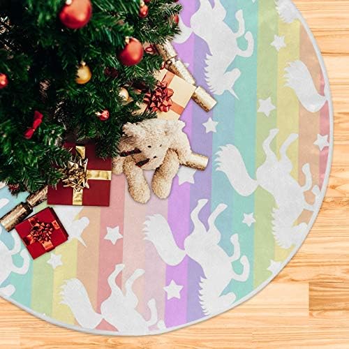 ATTX Rainbow Star Unicorn Christmas Tree Skirt 47.2 inch Ornaments Xmas Tree Skirts for Christmas Holiday Decoration New Year Party - Image 5