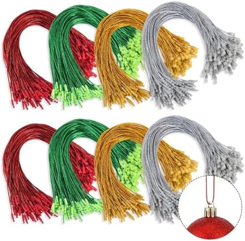 100pcs Ornament Hangers String, 7.87 Inch Precut Metallic Tinsel Rope Ornament Hanging Ropes with Snap Fastener for Christmas Tree Baubles Tags Party Favor, Red - Image 7