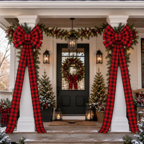 Norme 1 Pcs Black Red Extra Large Christmas Tree Topper Bow Decor - Image 2