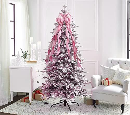 MEEDEE Pink Glitter Christmas Tree Topper - 12" Wide Velvet Bow for Christmas Tree (1 Pack) - Image 6