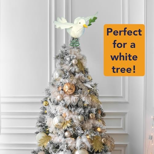 Bits and Pieces 12 Inch White Felt Dove Christmas Tree Topper - Image 2