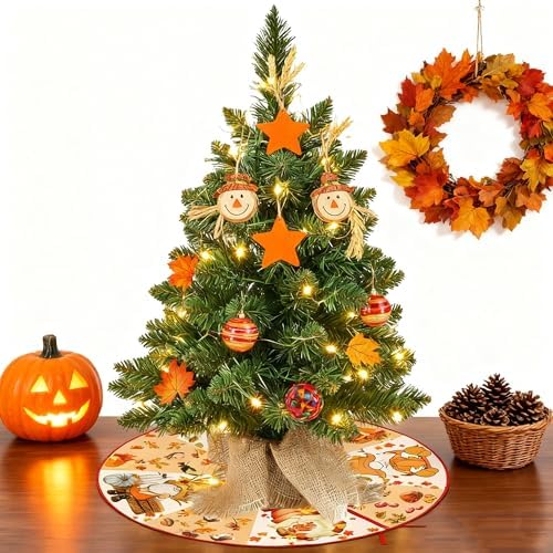 15 Inch Mini Halloween Tree Skirt Fall Thanksgiving Day Tree Skirt Small Reversible Double Sided Print Mat Holiday Party Supplies for Home Tabletop Christmas Tree Decoration - Image 5