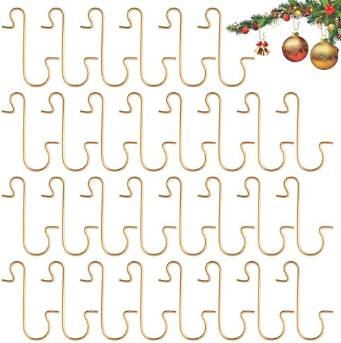 Ornament Hooks, 100 Pcs Christmas Ornament Hooks, Ornament Hangers, Ornament Hook for Christmas Trees, Metal Wire Essential Ornaments Hooks Anchors for Xmas Tree Decorations Hanging Party Decor, Gold by Unknown