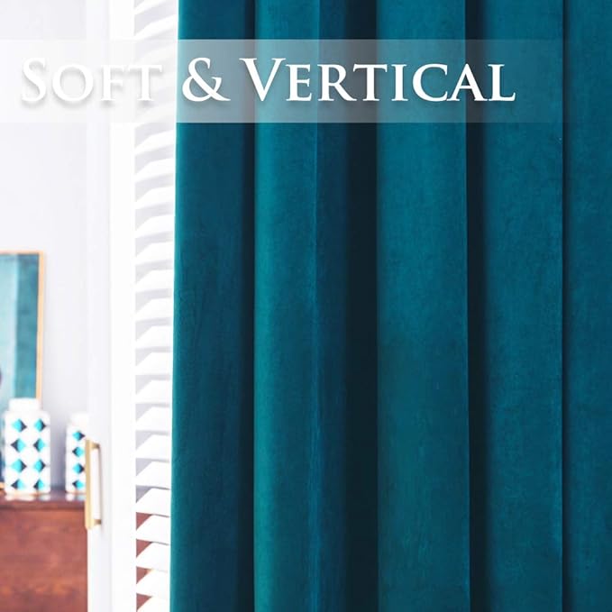 StangH Room Darkening Velvet Curtains - Thick Soft Grommet Top Drapes Stylish Home Decoration Panels for Dining Living Room/Kitchen/Bedroom, Teal, W52 inch x L72 inch, 2 Panels