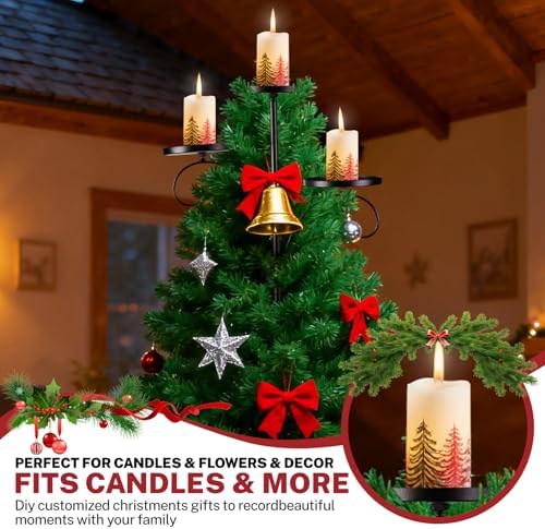 Christmas Tree Topper, Black Triple Tree Topper Candelabra, 3 Tier Candle Holder Shelf for Christmas, Holiday, Indoor & Outdoor Decor (35.4 inch) - Image 7