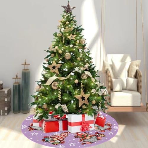 GAGEC Christmas Tree Skirt Purple Tree Skirt Glitter Gnomes Snowflake Xmas Winter Tree Skirt 48 Inch for Black Christmas Indoor Outdoor Decorations - Image 5