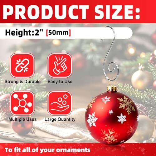 160 Pcs Christmas Ornament Hooks Silver S-Shaped Hangers with Storage Box Christmas Tree Hooks for Ornaments, Xmas Ornament Hangers for Tree Decoration - Image 3