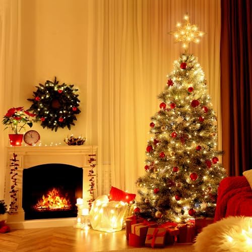 DULEFUN Christmas Tree Topper Lighted 13.5?€? Gold Star Tree Toppers with 20 LED Lights Christmas Tree Top Ornament for New Year Holiday Home Office Indoor Decorations - Image 6