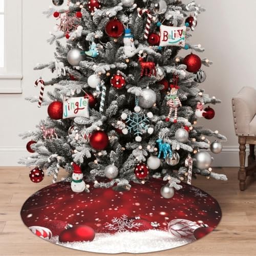 Christmas Tree Skirt Christmas Red Ball Winter 36 Inch for Xmas New Year Nightmare Before Christmas Decorations Lobby Home - Image 4