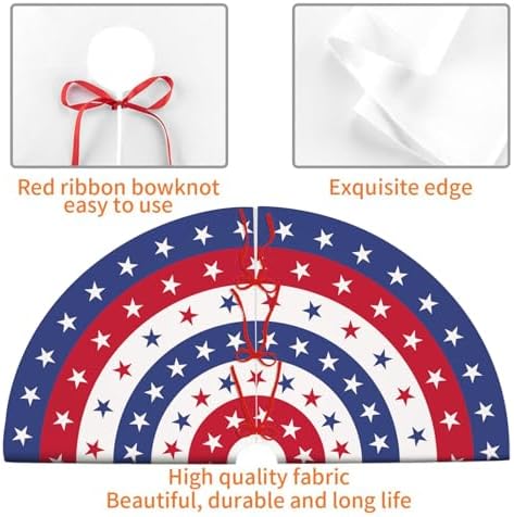 4th of July Decoratios for Tree Skirt Gnome Stars Patriotic America Memorial Day 36in Holiday Tree Skirt Decor for Party Indoor Home - Image 3