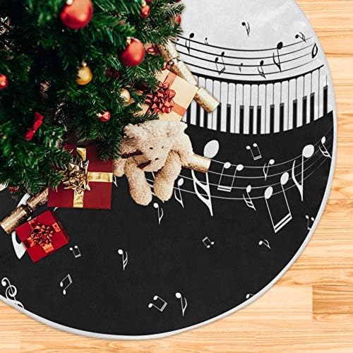 Blueangle 35.4Inch Piano Keys Musical Notes Christmas Tree Skirt Large Round Tree Skirt Polyester Christmas Tree Skirt Christmas Decorations - Image 5