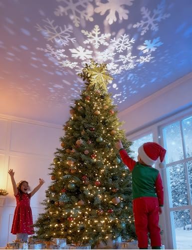 DG-Direct Christmas Tree Topper with Rotating Snowflake Projector, Gold - Image 6