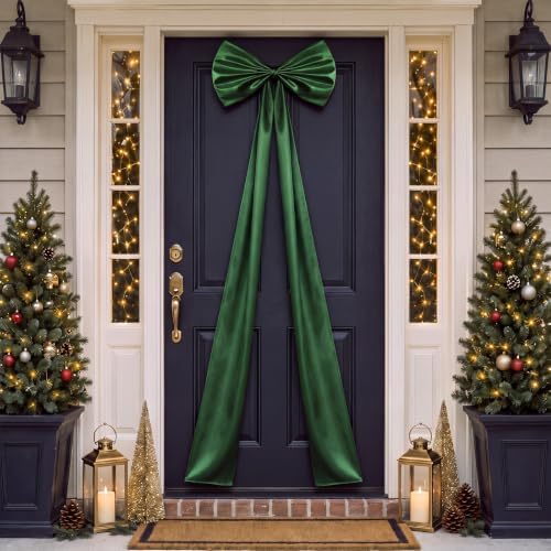 Daifunli 24 x 79 Inches Giant Satin Bow Christmas Tree Topper,Green - Image 6