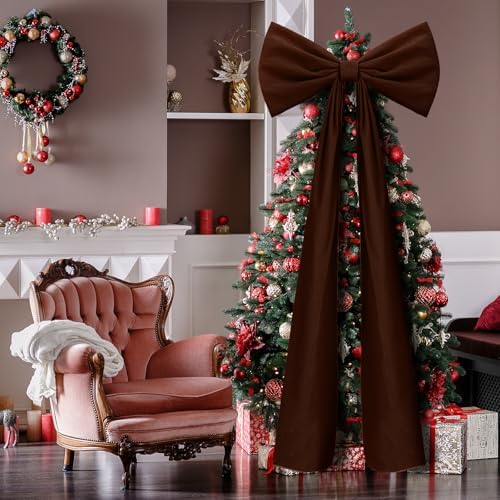 Knitgrip 1 Pack 20x71 in Christmas Large Velvet Bows, Chocolate Brown - Image 4