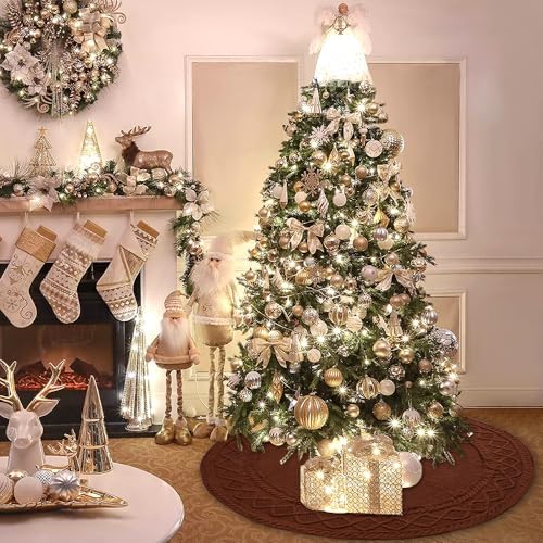YUJUN 48 in Brown Christmas Knitted Tree Skirt for Xmas Home Decoration - Image 5