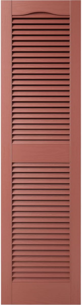 Ekena Millwork Lifetime Vinyl LL1S12X03900RD Standard Cathedral Top Center Mullion, Open Louver Vinyl Shutters, w/Installation Shutter-Lok's & Matching Screws (Per Pair), 12"W x 39"H, Burgundy Red