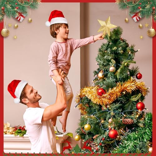 Glitter Christmas Star Tree Topper for Holiday Decorations, Christmas Tree Decoration for Holiday Ornament and Home Decor, Shatterproof Tree Toppers for Party Indoor ??? Outdoor-Gold 4 inch - Image 5