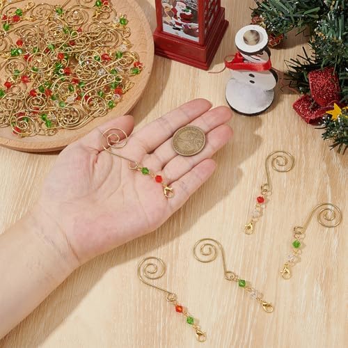 WADORN 100 Pieces 4 Styles Metal Ornament Hangers with Lobster Claws 3 Inch Pendant Christmas Ornament Hooks for Tree Decorations DIY Crafts Xmas Party Decoration - Image 3