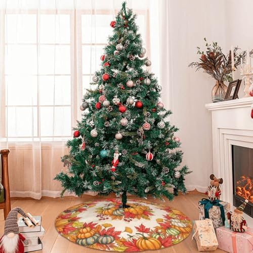 Fall Pumpkin Maple Leaf Christmas Tree Skirt, 36 inch (Color 1, 36") - Image 2