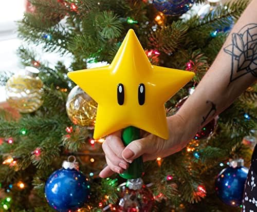 Super Mario Bros. 7-Inch Super Star Light-Up Holiday Tree Topper | Xmas Party Decorations, Christmas Tree Decor, Festive Desktop Ornaments | Video Game Gifts and Collectibles - Image 5