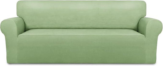 PureFit Super Stretch Sofa Slipcover – Spandex Non Slip Soft Couch Sofa Cover, Washable Furniture Protector with Non Skid Foam and Elastic Bottom for Kids, Pets （Sofa, Sage Green）