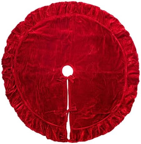 Vickerman 60" Plush Velvet Fabric Christmas Tree Skirt in Red by Unknown