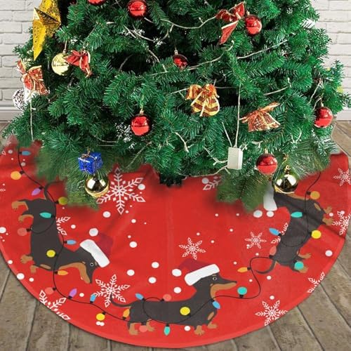 Dachshund Christmas Tree Skirt Dog Funny Tree Mat for Farmhouse Xmas Holiday Party Decorations Indoor Outdoor 36 Inch - Image 4