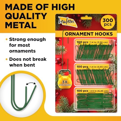 Leafeon 300 Pack Christmas Ornament Hooks for Christmas Tree Decoration ?€? The Best Holiday Ornament Hangers (Green) - Image 3