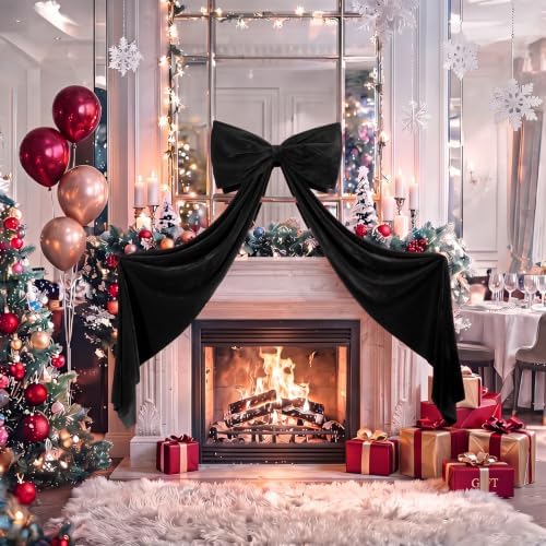 Knitgrip Extra Large Velvet Christmas Tree Topper Bow, Black, 71 Inch - Image 5