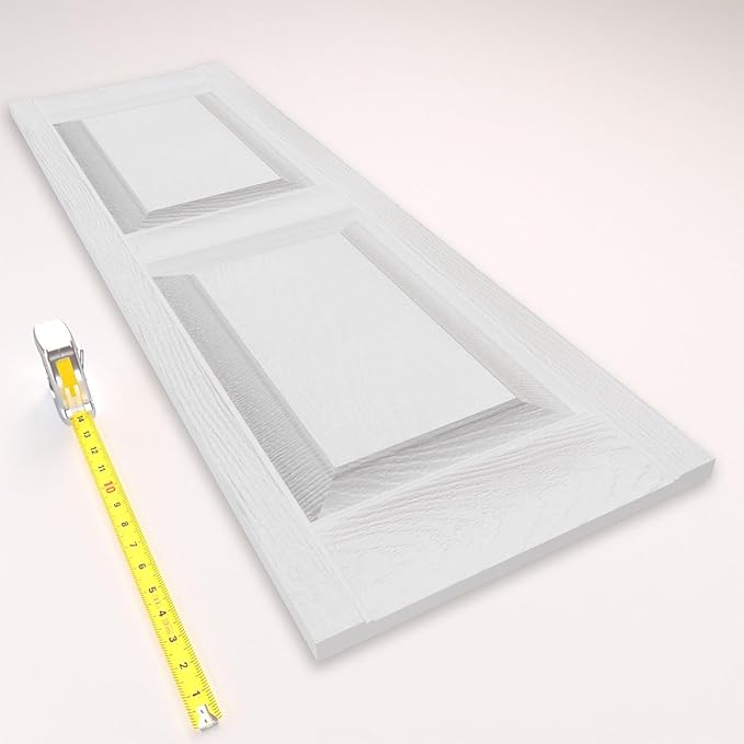 Ekena Millwork Lifetime Vinyl LP2S14X05900WH Standard Two Equal Panel Vinyls, Raised Panel Vinyl Shutters, w/Installation Shutter-Lok's & Matching Screws (Per Pair), 14.75"W x 59"H, White