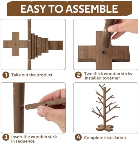 12 Inch Christmas Ornament Display Tree Centerpieces for Tables Ornament Tree Stand Holder Tabletop Artificial Tree for Wedding Anniversary Birthday Farmhouse Party Home Decor（Retro Brown） - Image 4