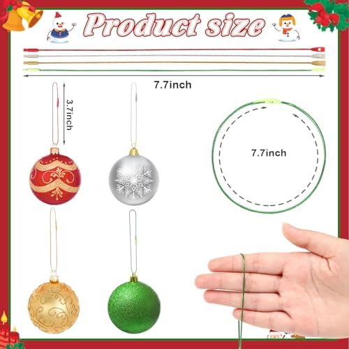 FEBSNOW 500Pcs Christmas Ornament Hanger,Snap Locking String for Tree Decor - Image 2