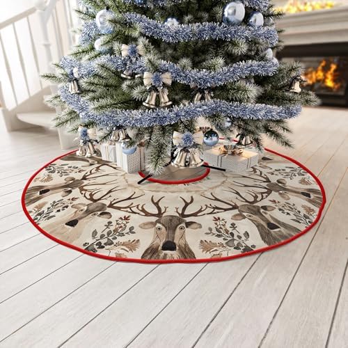 Christmas Reindeer Christmas Tree Skirt 36 Inch by Leo Walker Large Xmas Soft Cover Mat Decor Snowflake Collar Farmhouse Tree Skirt for Holiday Ornaments Party Home Indoor Decorations - Image 5