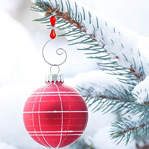 Ripeng 36 Pieces Hook Ornament Acrylic Wire Hook Decoration for Tree Hanger, Home Decor, 4 Styles (Silver,Red,Green,Transparent Bead) - Image 4