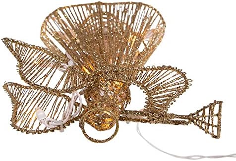 12-Inch 20 Light Incandescent Gold Glitter Angel Tree Topper - Image 5