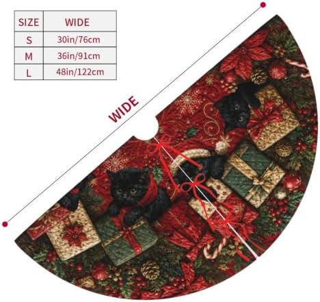 Christmas Cats Tree Skirt Tree Mat for Xmas Holiday Party Decorations Indoor Outdoor 36 Inch - Image 5