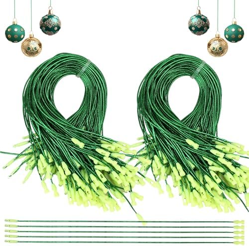 Palonu 240 Pcs Christmas Ornament Hooks, Ornament Hangers with Snap Ornament String for Christmas Tree Holiday Party Hanging Ribbon Decorations Ropes Easy and Fast Locking (Green) by Palonu