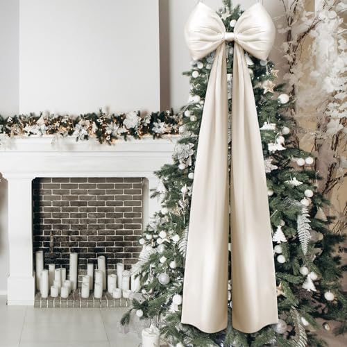 Daifunli 20 x 47 in Giant Satin Bow Christmas Tree Topper,Champagne Gold - Image 3