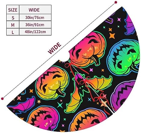 Neon Scary Bat Pumpkin Skull Halloween Colorful 36 Inch Christmas Tree Skirt Carpet Mat Funny Party Decor Supplies for Xmas Halloween Decorations Occasion Ornament - Image 4