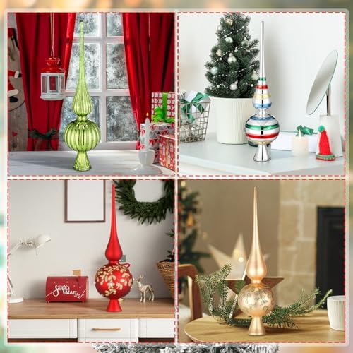 Gejoy Mercury Glass Christmas Finials Tree Topper Gold Ornaments - Image 4
