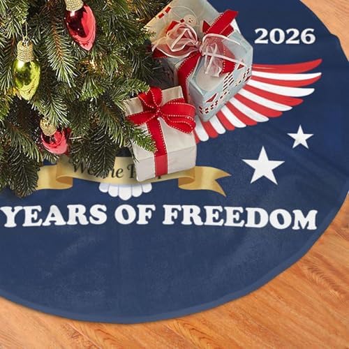 Christmas Tree Skirt, American Flag Xmas Large Tree Mat, New Year Festive Holiday Party Decorations 48" inches - Image 3