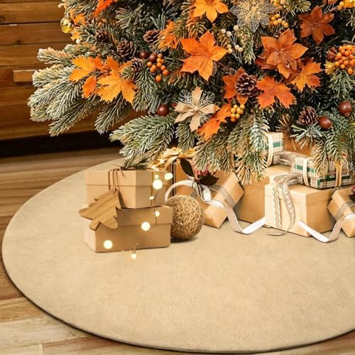 Fall Burlap Tree Skirt, 48 inch Rustic Farmhouse Christmas Tree Decorations by Sofevaim