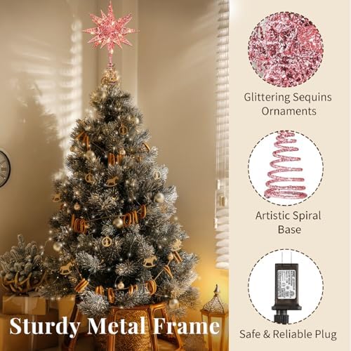 Lewondr Christmas Tree Topper, Plug 3D Starburst Lighted Star Tree Topper - Image 3