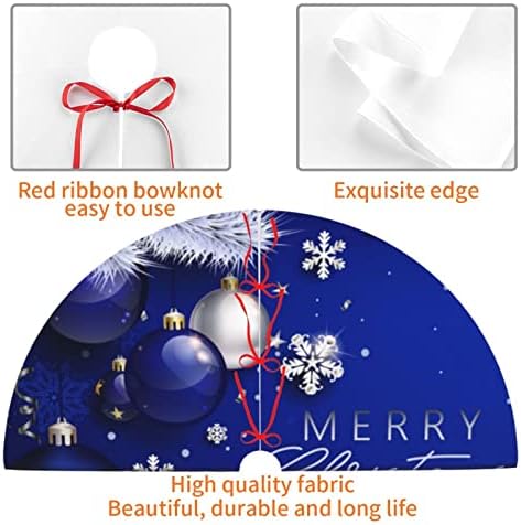 Custom Christmas Tree Skirt Personalized Name Text Christmas Blue Ball Snowflake 48 Inch for Xmas New Year Nightmare Before Christmas Decorations Lobby Home - Image 3