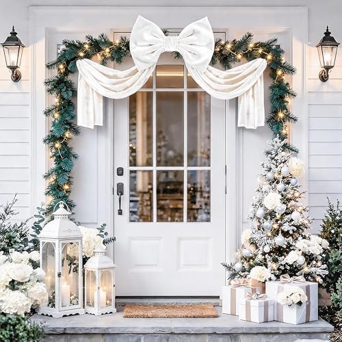 Big White Bows, Christmas Decorations, Velvet Christmas Tree Topper Bow, 52 x16 Inch, Giant Christmas Bow Decorations for Home Wreath Door Wall for Tree, Wedding, Birthday, Wreath, Door, Wall Decor - Image 2