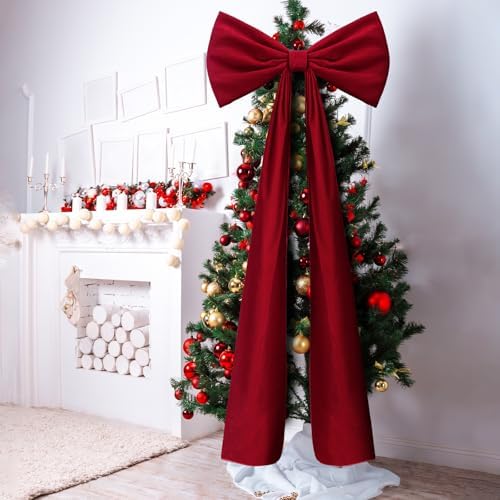 Knitgrip 1 Pack 20x71 in Christmas Large Velvet Bows, Deep Red - Image 4