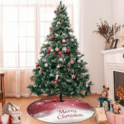 Christmas Tree Skirt Christmas Red Ball Pattern Snowflake Soft Polyester Holiday Tree Base Cover, Decorative Xmas Tree Mat 48 Inch for Home, School, Office - Image 6