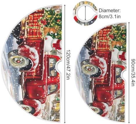 Red Truck Snowman Christmas Tree Skirt Small Xmas Tree Skirts Decorations 36 in Burlap Tree Mat Cover for 4 ft Trees Holiday Party - Image 4