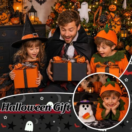 11'' Halloween Ghost Tree Topper with Witch Hat and Candy Corns - Image 5
